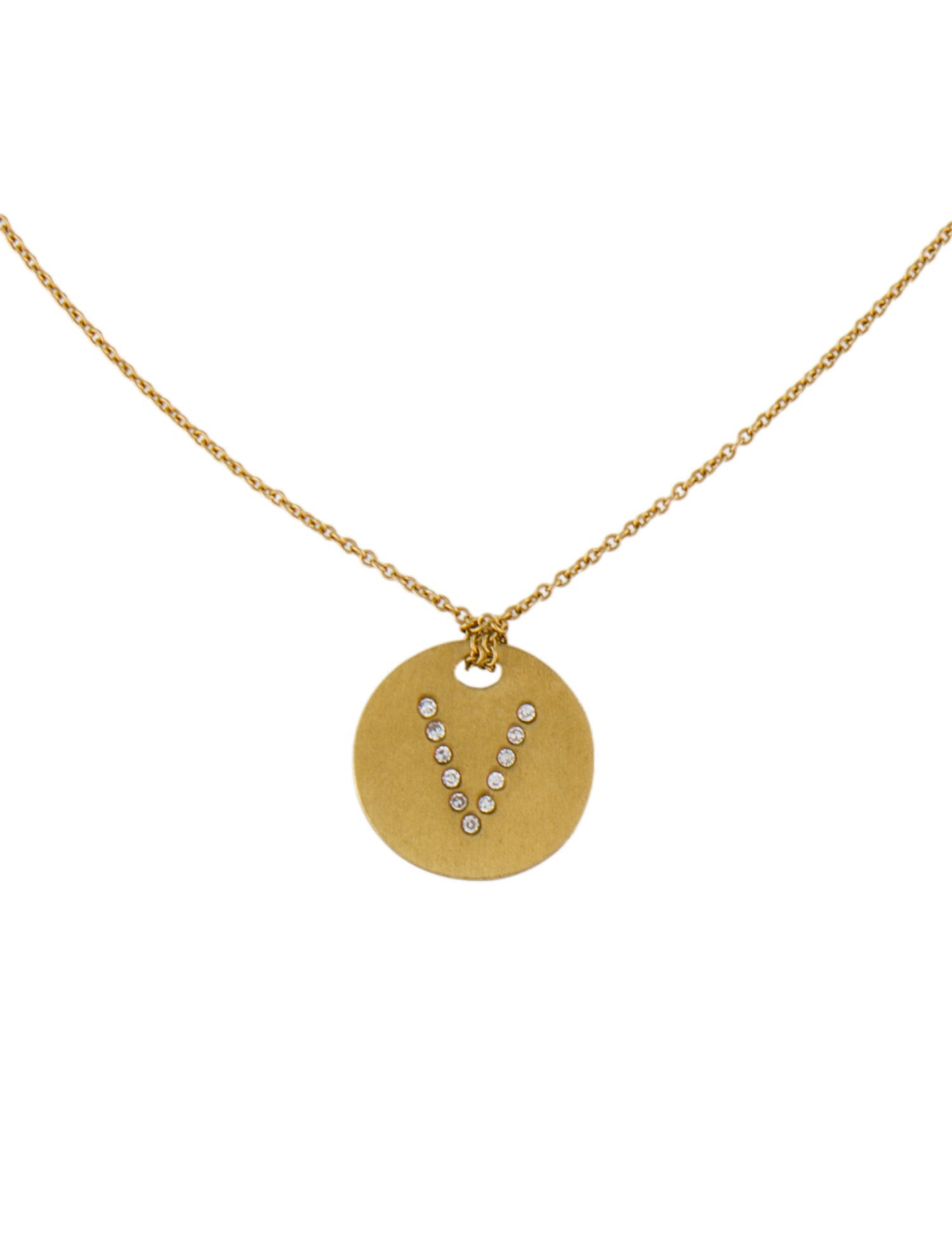 Roberto Coin 18K Diamond Tiny Treasures Initial Disc Necklace