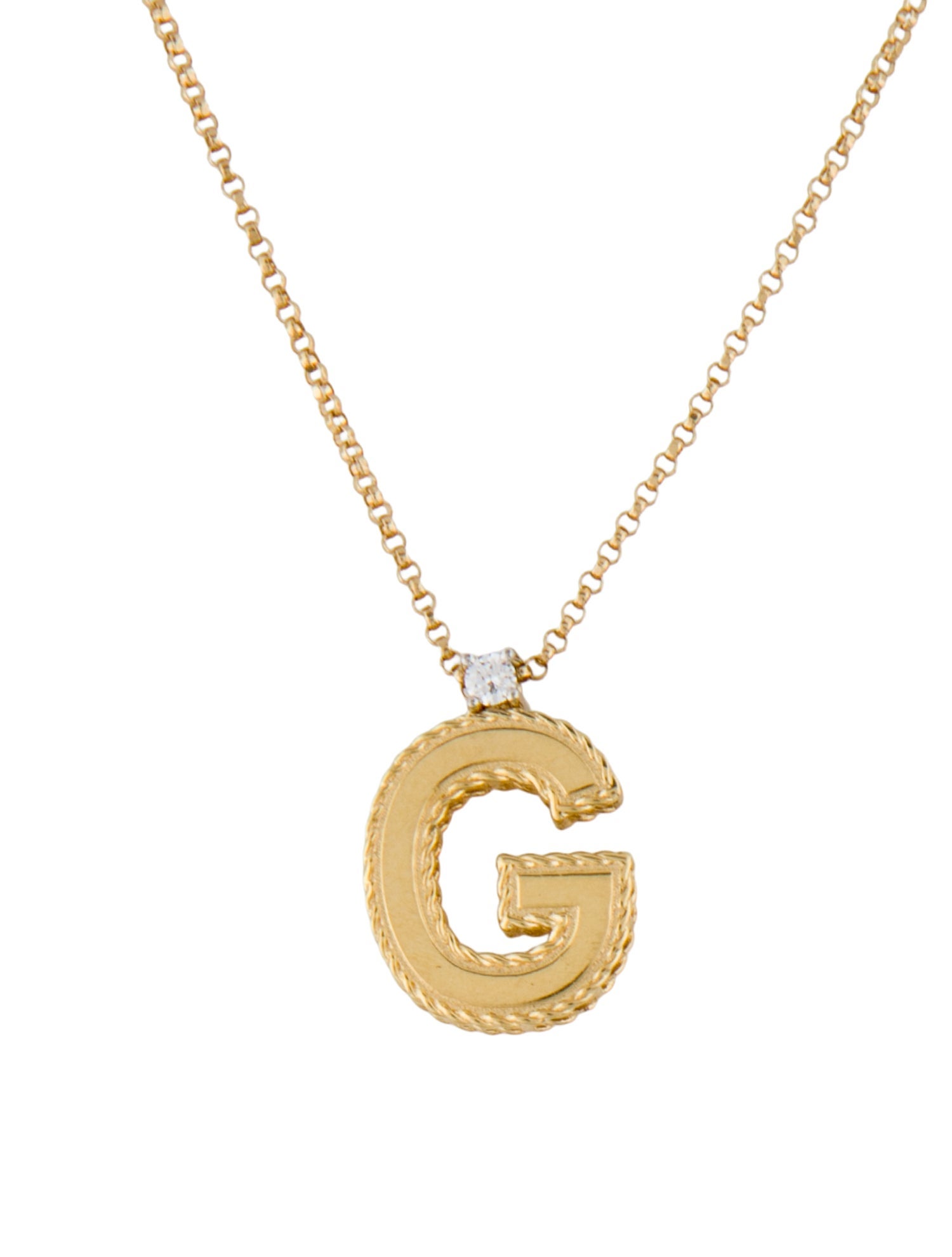 Roberto Coin 18K Diamond Princess Block Letter 'G' Pendant Necklace