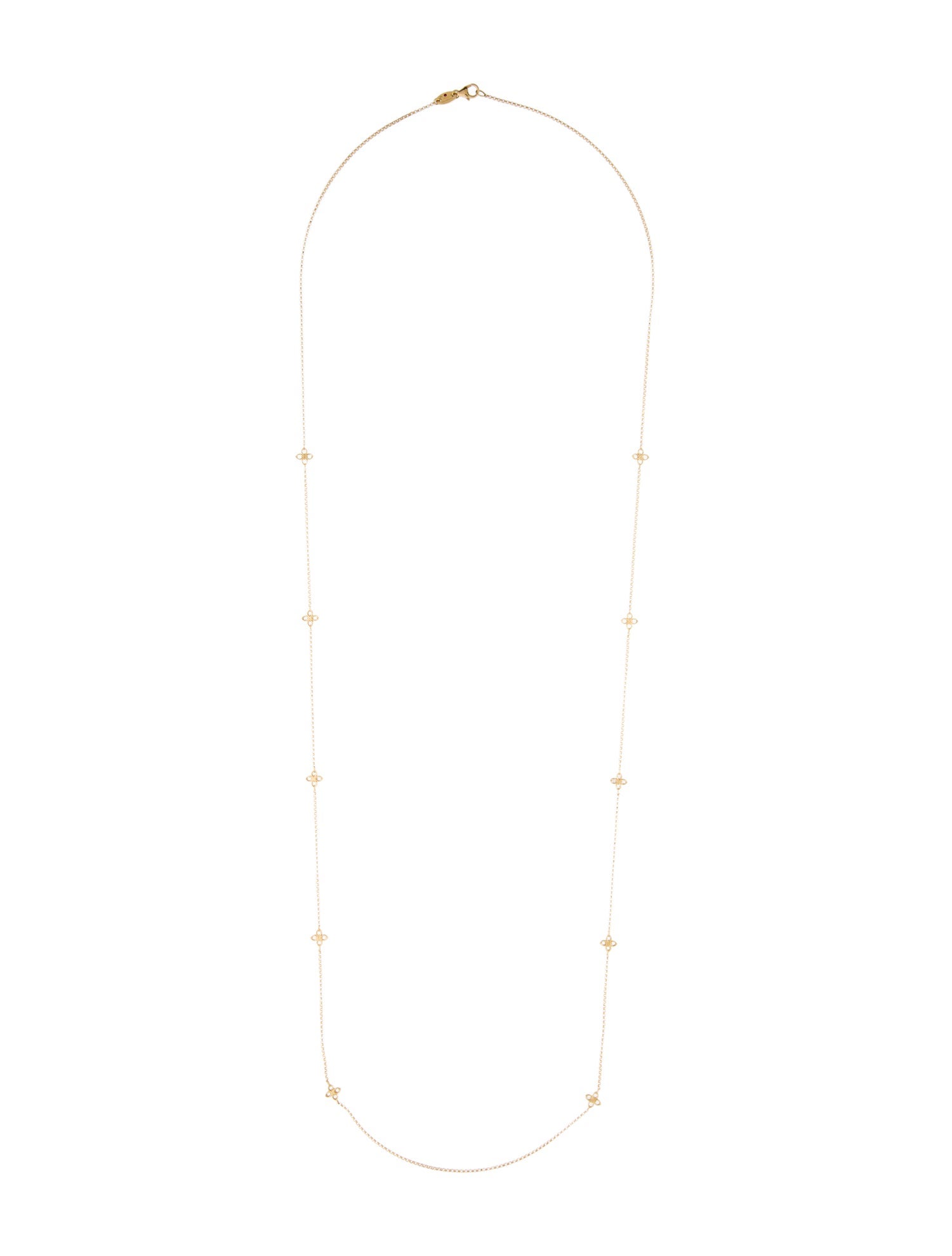 Roberto Coin 18K Diamond Love in Verona 10 Station Flower Long Necklace