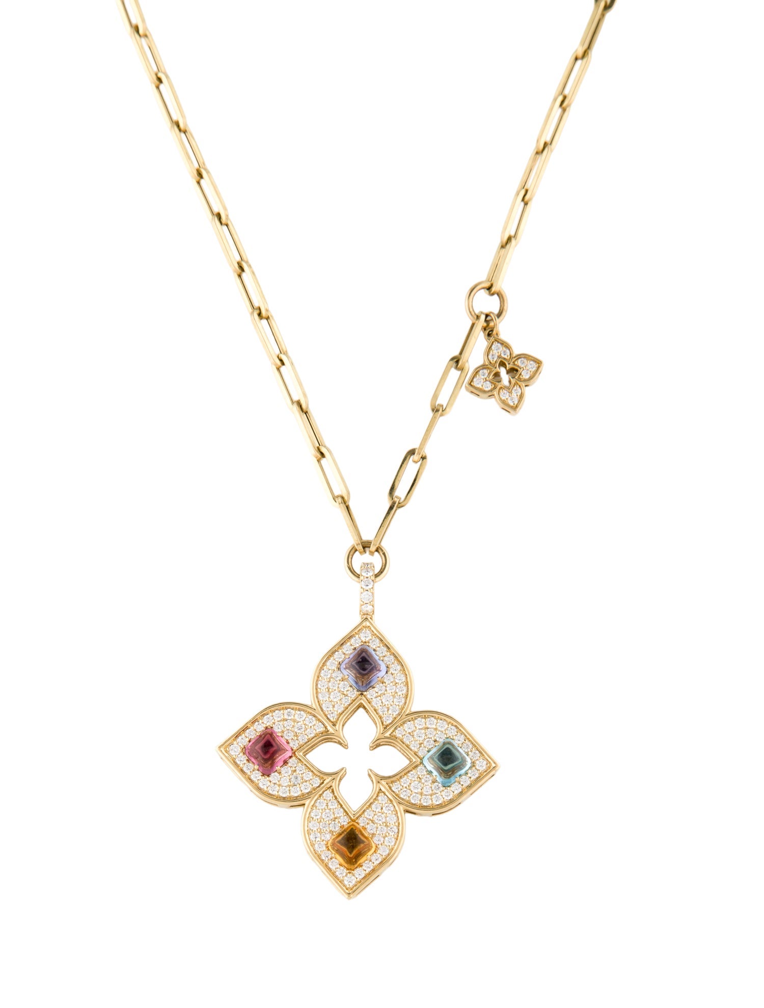 Roberto Coin 18K Diamond & Multi-Stone Venetian Princess Carnivale Flower Pendant Necklace