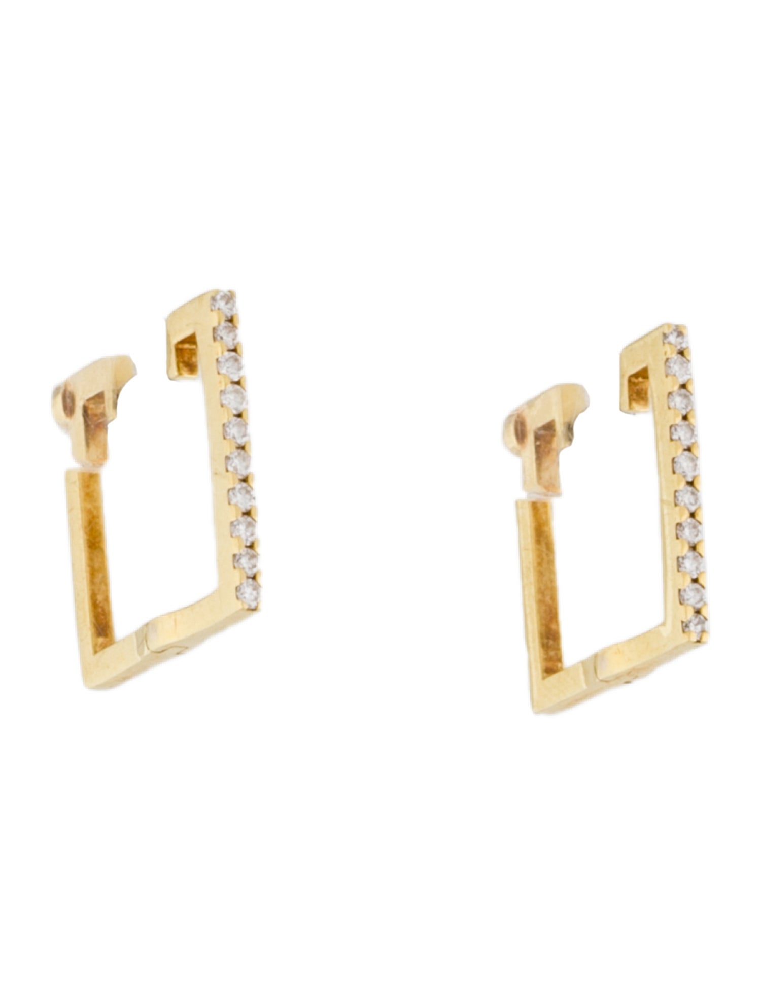 Roberto Coin 18k Diamond Square Hoop Earrings
