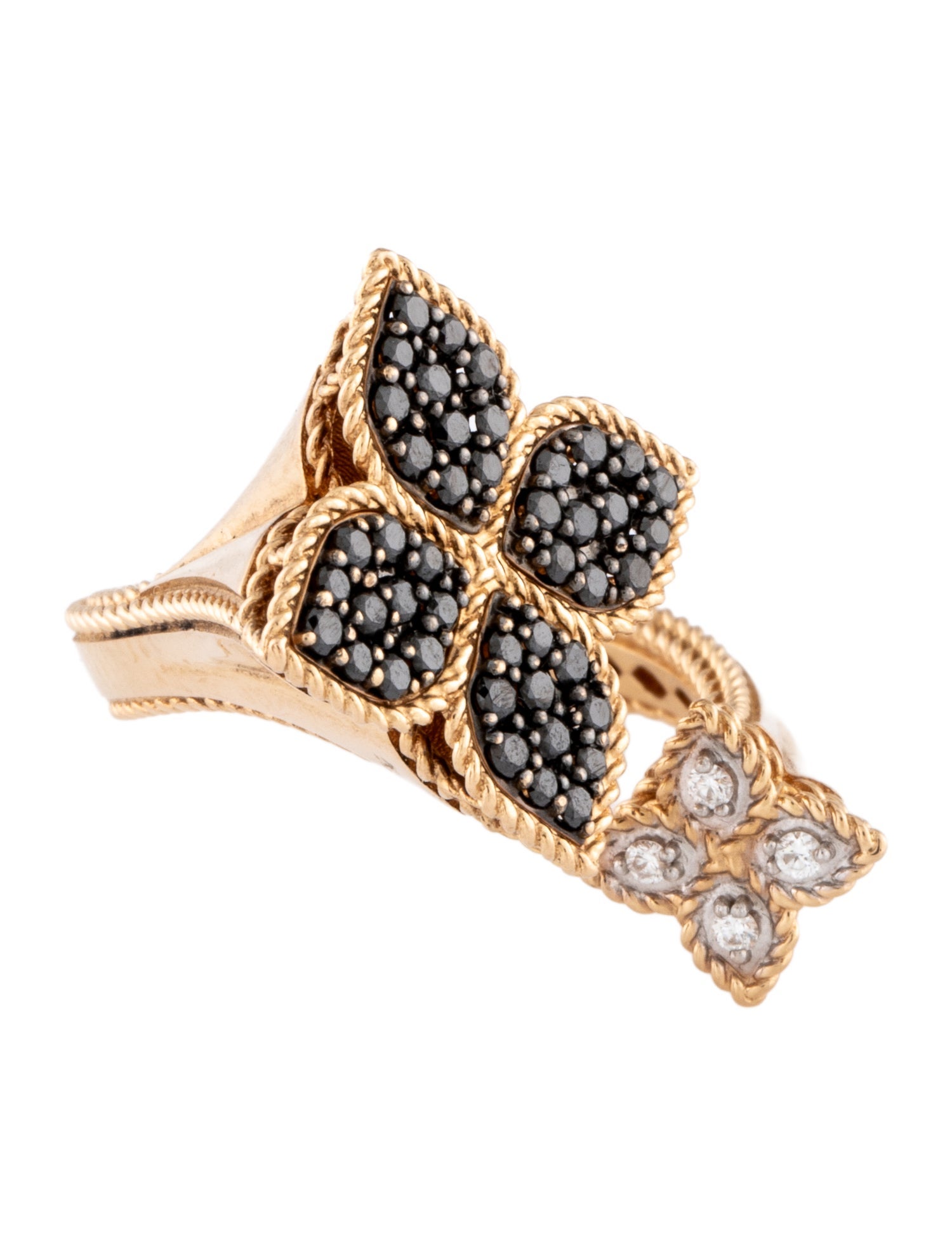 Roberto Coin 18K Diamond Venetian Princess Flower Bypass Ring