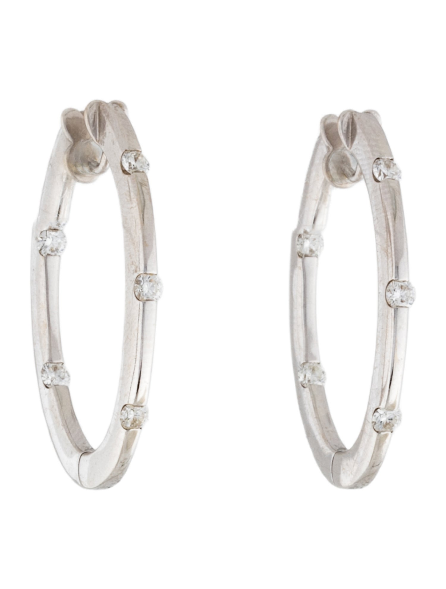 Roberto Coin 18K Diamond Flat Oval Hoop Earrings