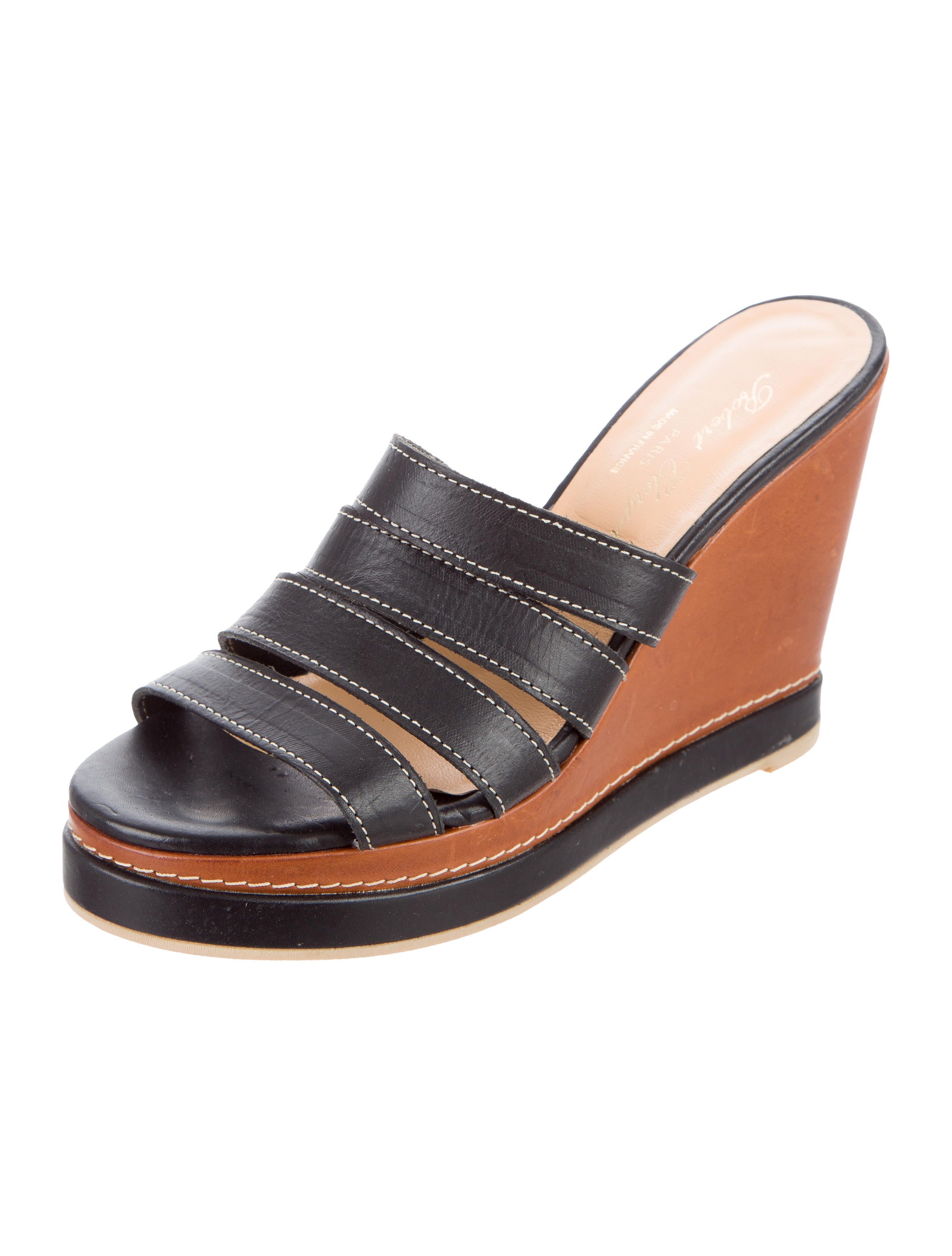 leather platform wedges with thin straps