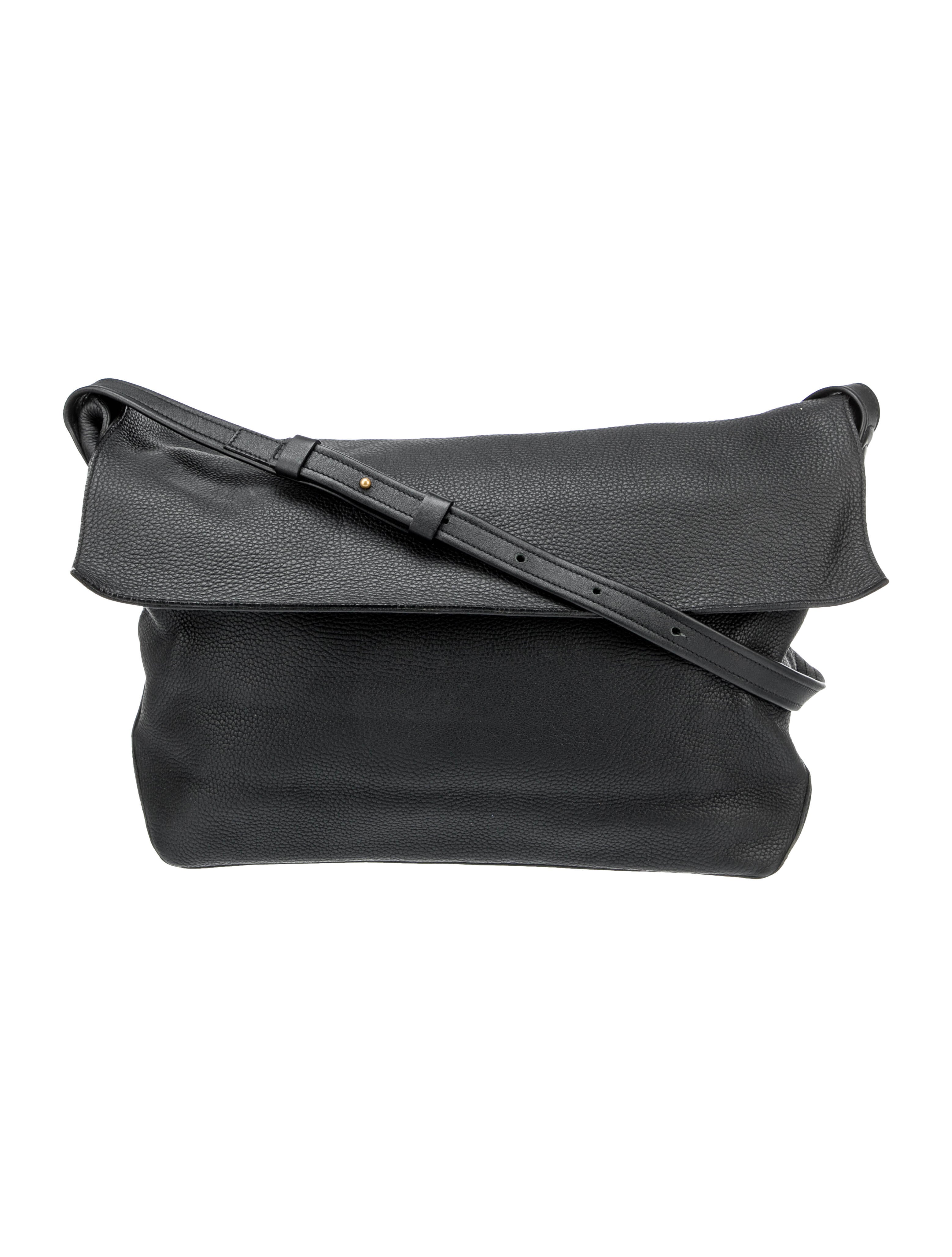Robert Clergerie Leather Fold Over Shoulder Bag Black Shoulder Bags Handbags ROG54828 The