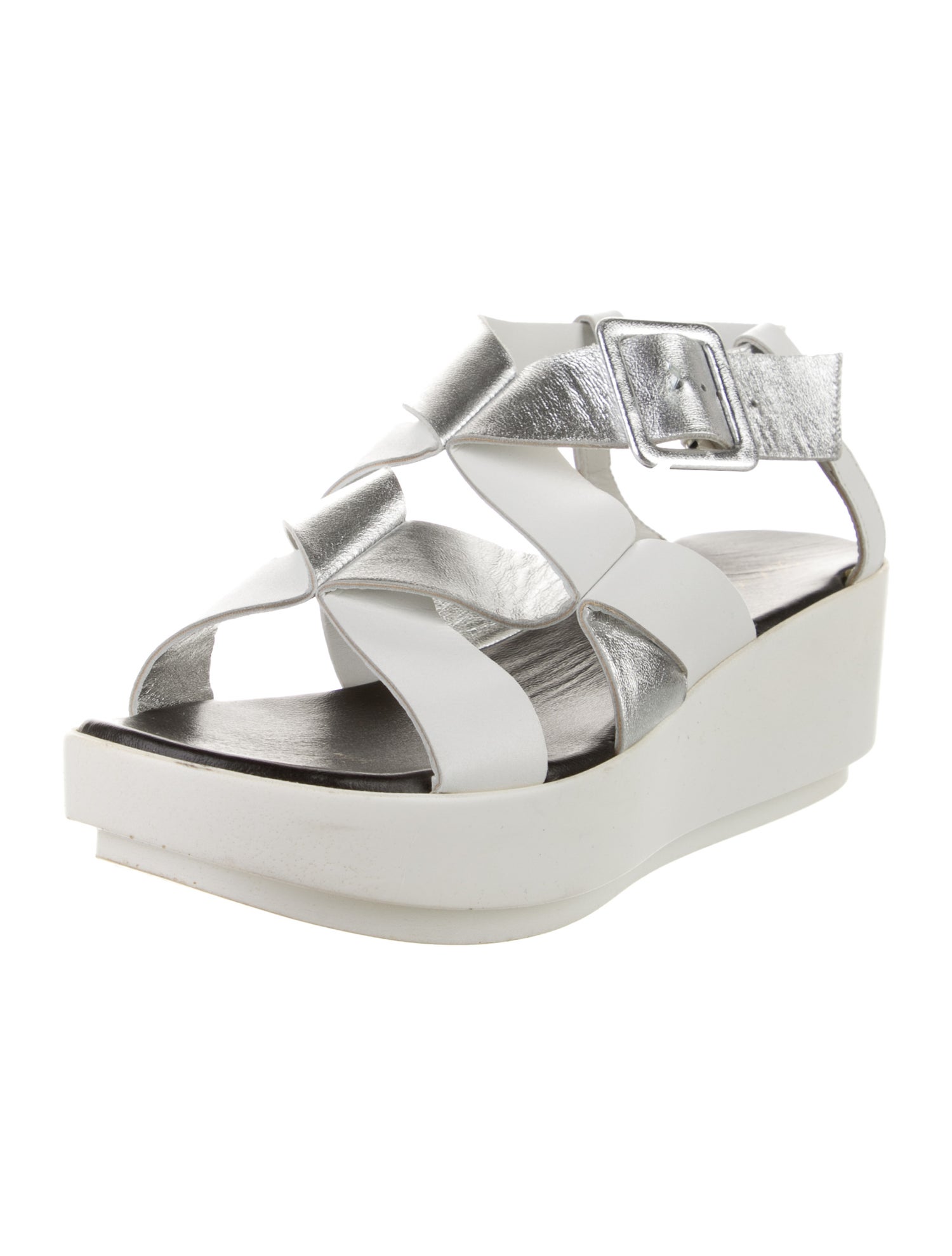 Robert Clergerie Leather Colorblock Pattern Sandals