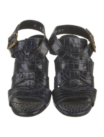 Robert Clergerie Embossed Leather Slingback Sandals