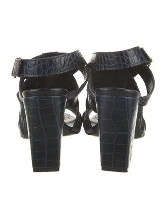 Robert Clergerie Embossed Leather Slingback Sandals