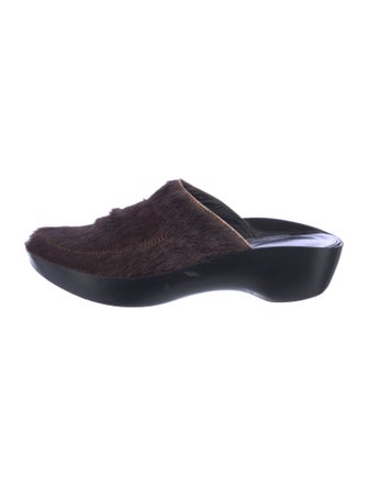Robert Clergerie Ponyhair Fur Trim Mules
