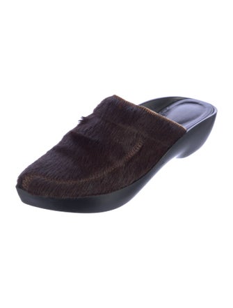 Robert Clergerie Ponyhair Fur Trim Mules