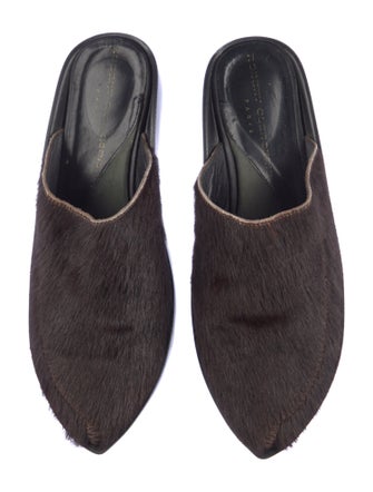 Robert Clergerie Ponyhair Fur Trim Mules