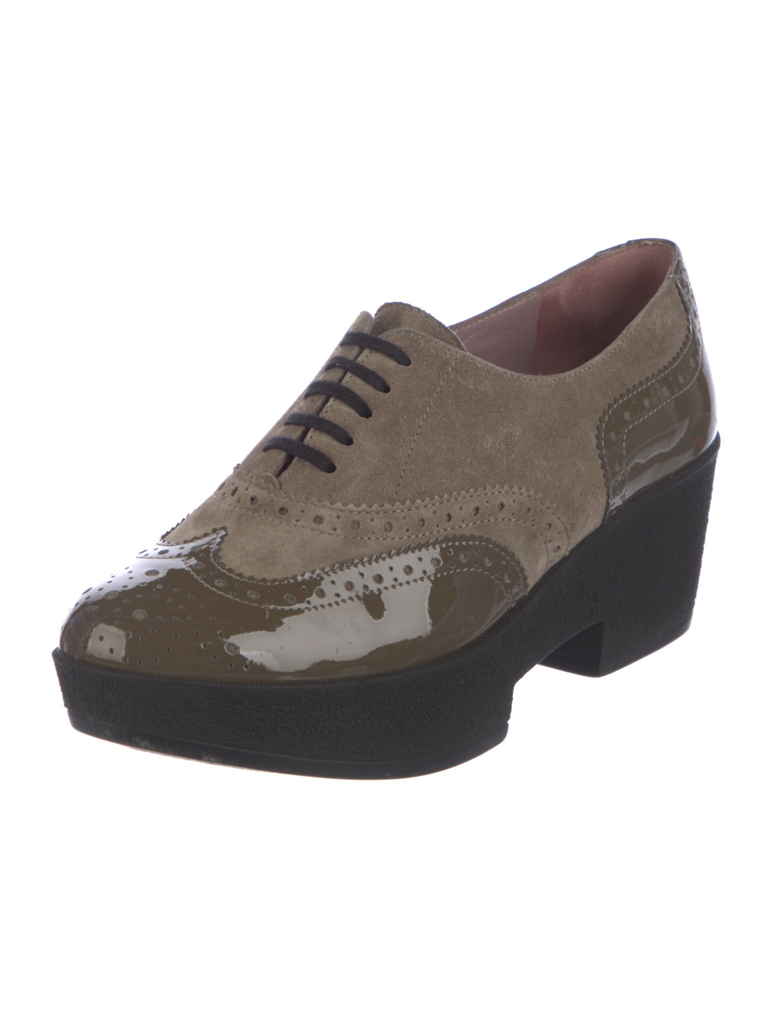 Robert Clergerie Patent Leather Lasercut Accents Oxfords