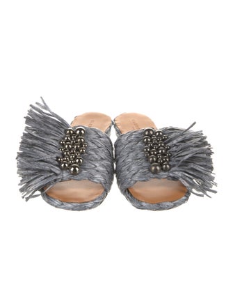 Robert Clergerie Leather Beaded Accents Slides