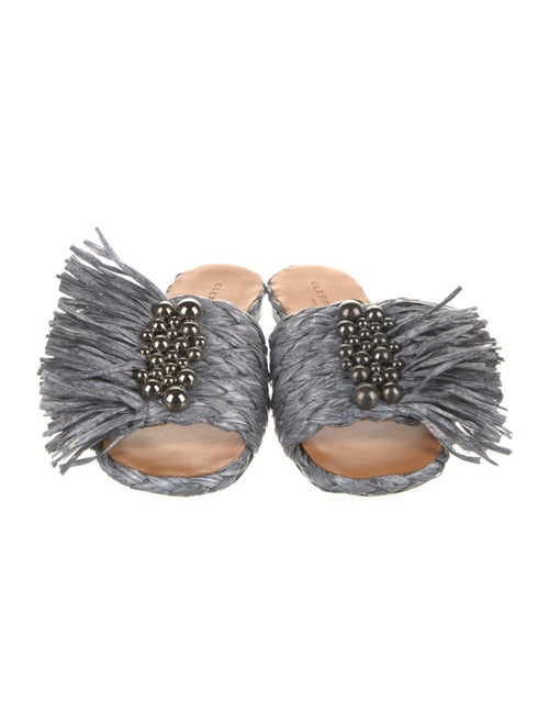 Robert Clergerie Leather Beaded Accents Slides