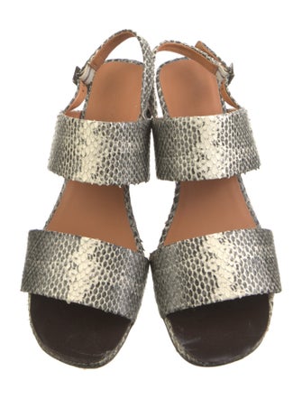 Robert Clergerie Embossed Leather Animal Print Slingback Sandals