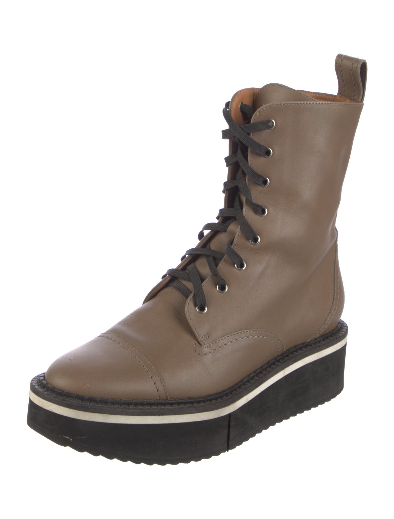 Robert Clergerie Leather Colorblock Pattern Combat Boots