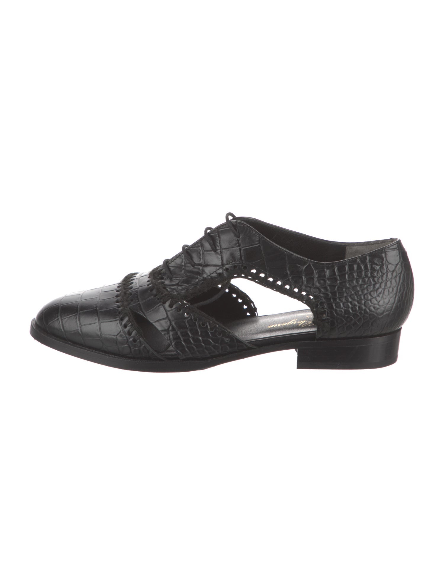 Robert Clergerie Embossed Leather Crochet Trim Oxfords