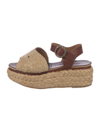 Robert Clergerie Raffia Colorblock Pattern Espadrilles