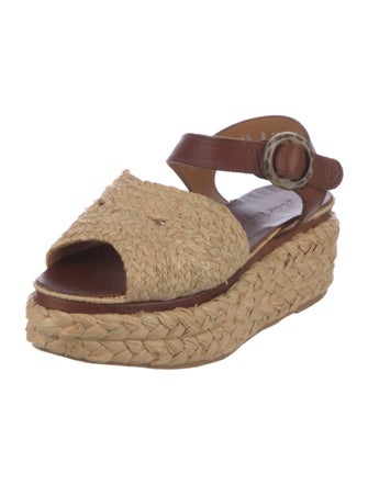 Robert Clergerie Raffia Colorblock Pattern Espadrilles