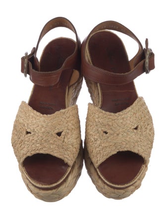 Robert Clergerie Raffia Colorblock Pattern Espadrilles