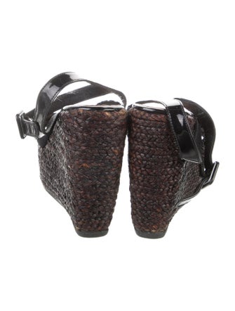 Robert Clergerie Patent Leather Beaded Accents Espadrilles