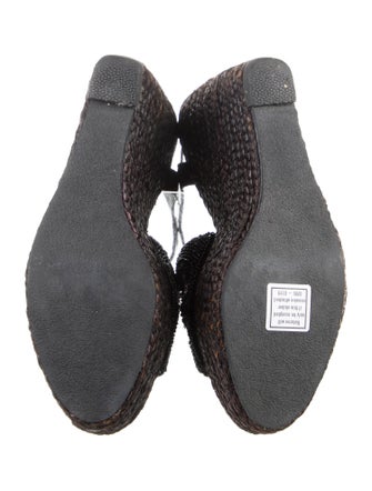 Robert Clergerie Patent Leather Beaded Accents Espadrilles