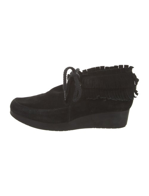 Robert Clergerie Suede Fringe Trim Accent Lace-Up Boots