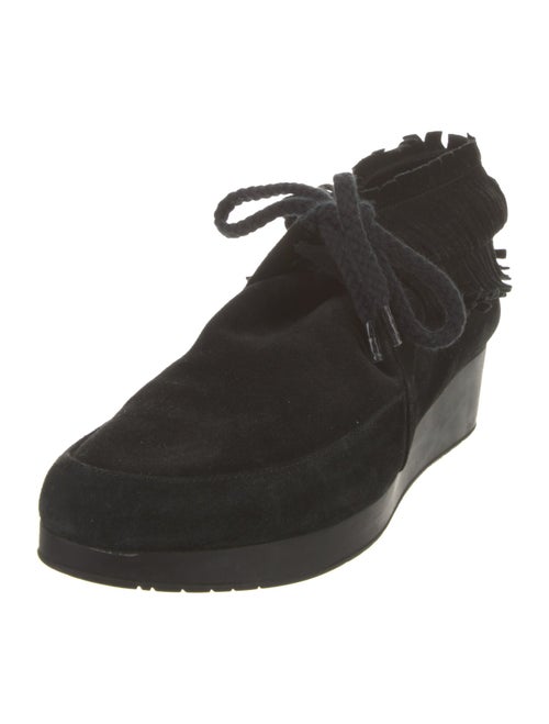 Robert Clergerie Suede Fringe Trim Accent Lace-Up Boots