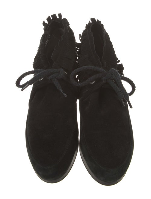 Robert Clergerie Suede Fringe Trim Accent Lace-Up Boots