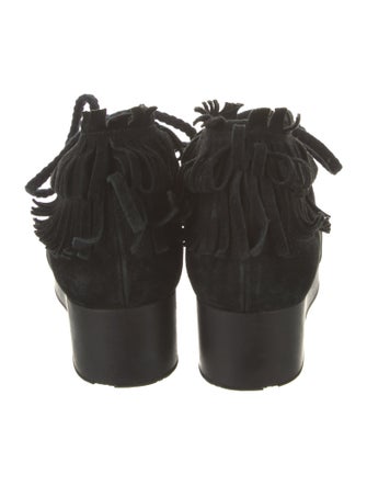 Robert Clergerie Suede Fringe Trim Accent Lace-Up Boots