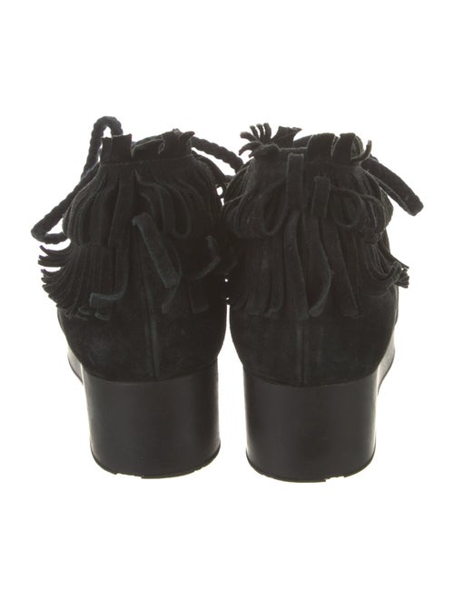 Robert Clergerie Suede Fringe Trim Accent Lace-Up Boots