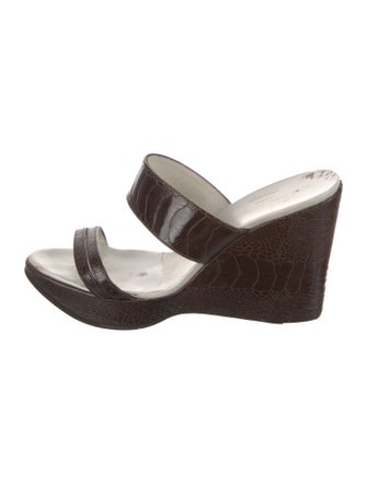 Robert Clergerie Embossed Leather Slides