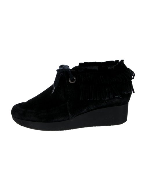 Robert Clergerie Suede Fringe Trim Accent Lace-Up Boots