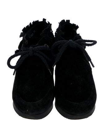 Robert Clergerie Suede Fringe Trim Accent Lace-Up Boots