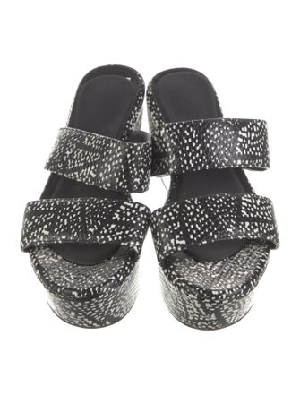 Robert Clergerie Leather Printed Slides