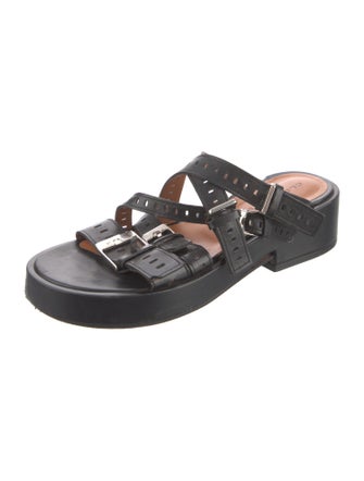 Robert Clergerie Leather Lasercut Accents Slides