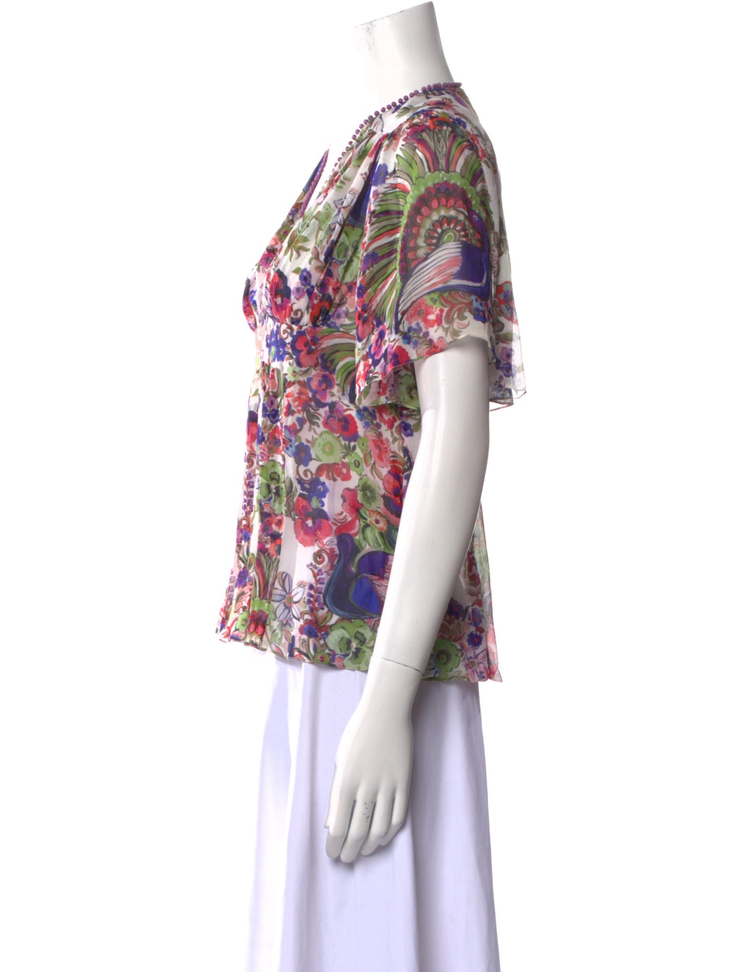 Robert Clergerie Floral Print V-Neck Blouse
