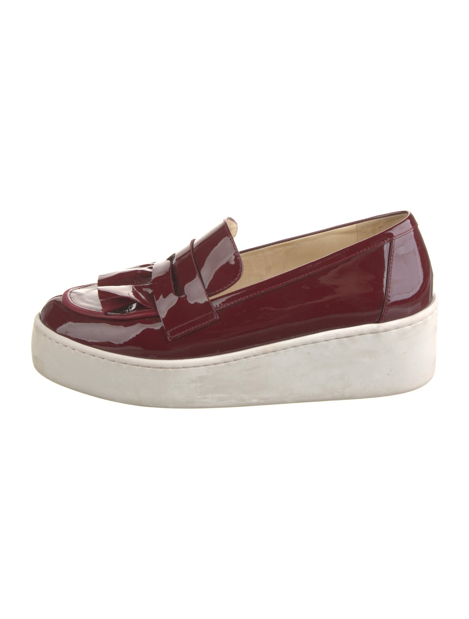 Robert Clergerie Patent Leather Ruffle Embellishment Loafers