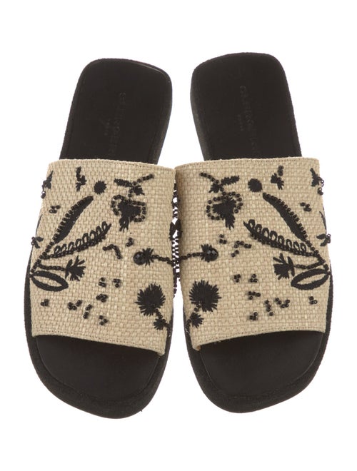 Robert Clergerie Raffia Printed Slides