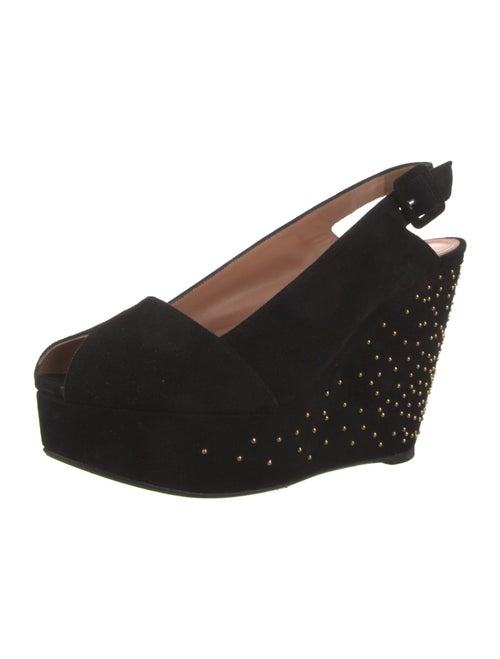 Robert Clergerie Suede Studded Accents Slingback Pumps
