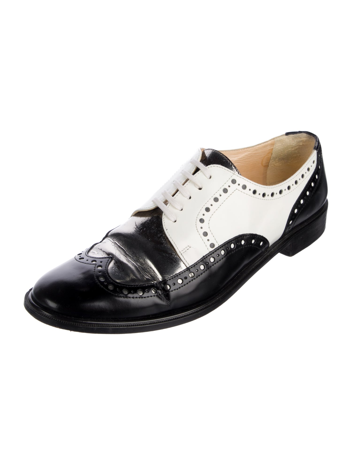 Robert Clergerie Leather Colorblock Pattern Oxfords