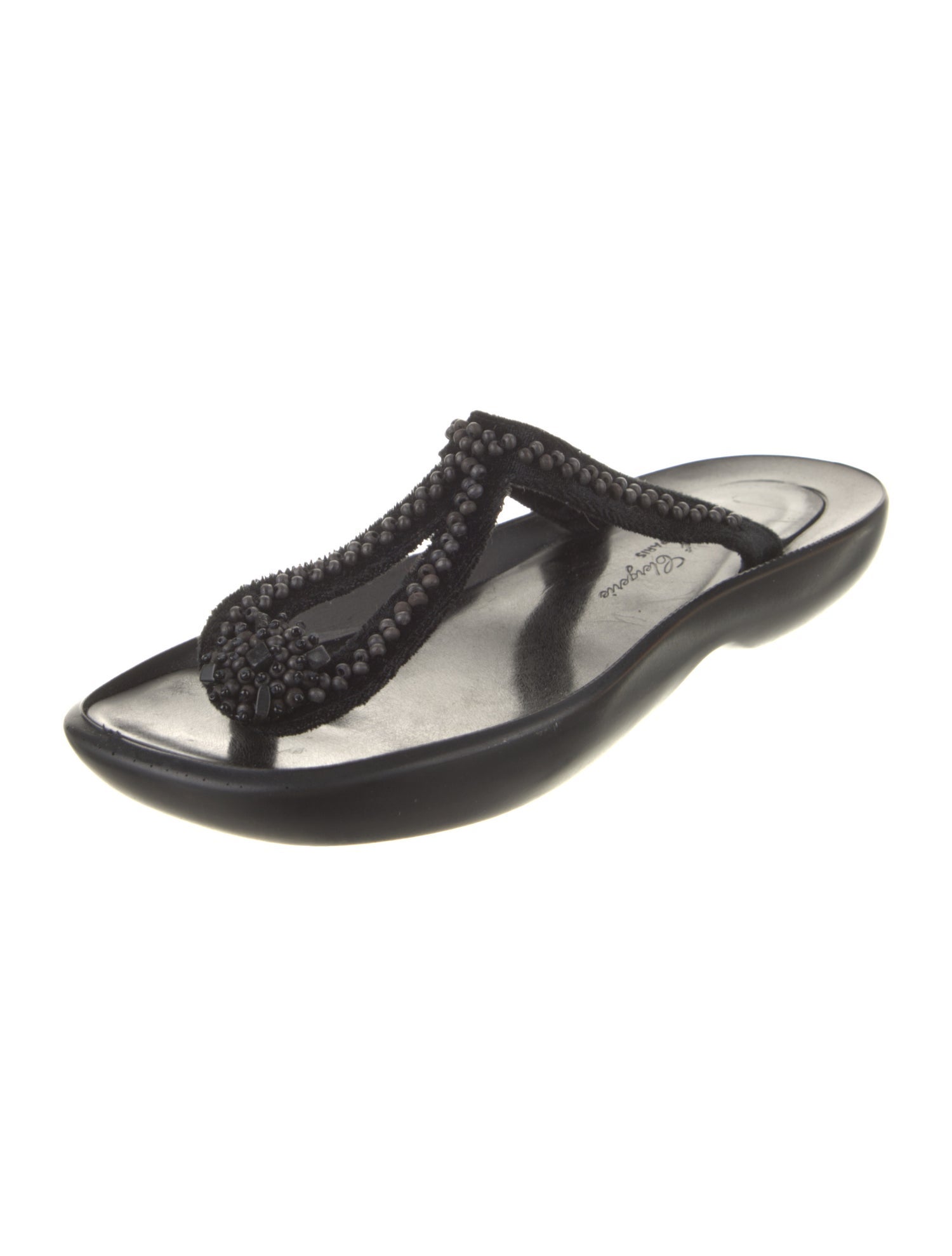Robert Clergerie Suede Beaded Accents Flip Flops