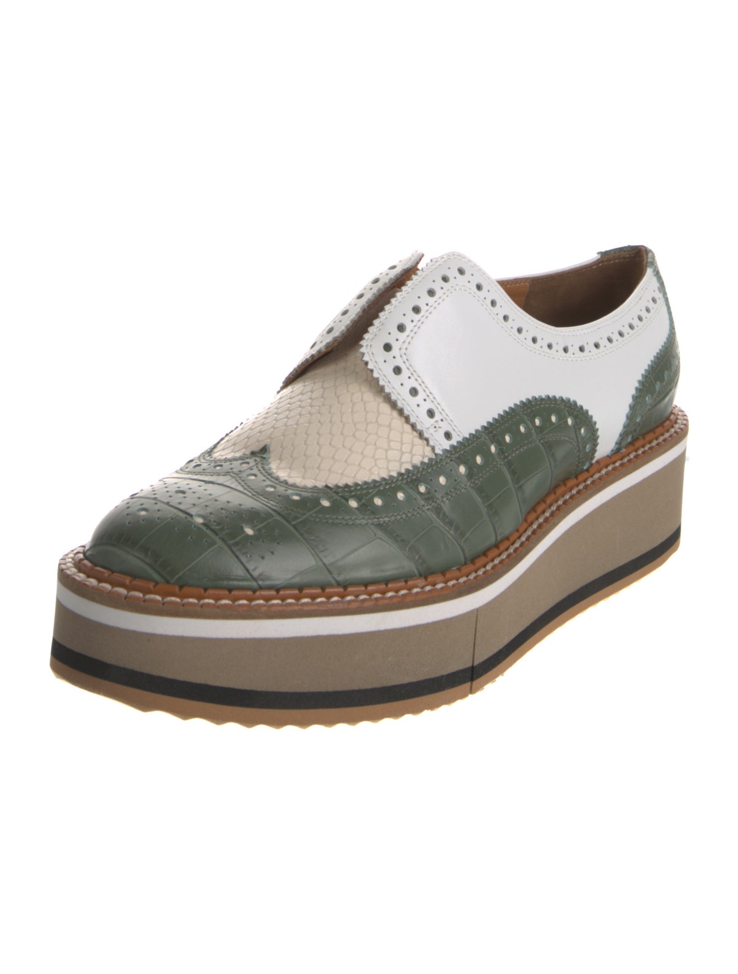 Robert Clergerie Leather Colorblock Pattern Mules w/ Tags