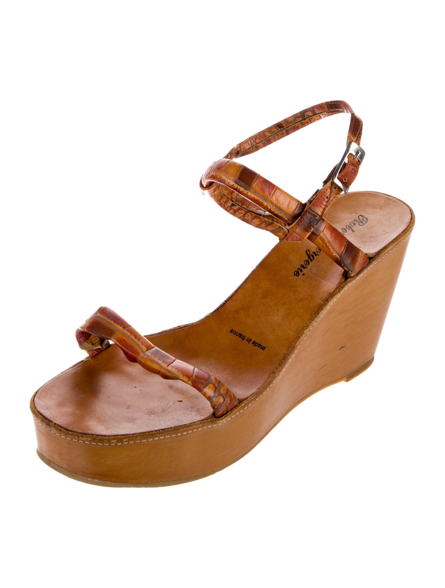 Robert Clergerie Embossed Leather Animal Print Sandals