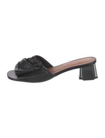 Robert Clergerie Leather Pleated Accents Slides