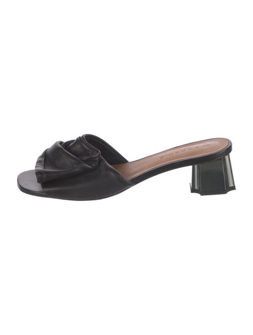 Robert Clergerie Leather Pleated Accents Slides