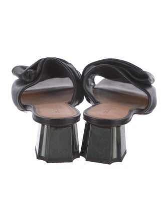 Robert Clergerie Leather Pleated Accents Slides