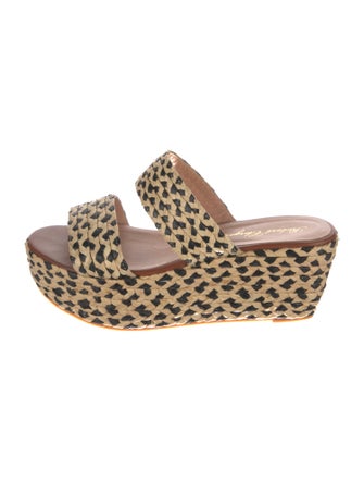 Robert Clergerie Straw Animal Print Slides
