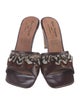 Robert Clergerie Leather Feather Trim Slides