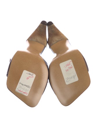 Robert Clergerie Leather Feather Trim Slides